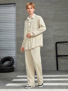 Manfinity Hypemode Áo sơ mi & quần trễ vai nam - Màu Khaki - Xem 1