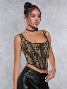 SHEIN BAE Floral Print Asymmetrical Hem Top - Multicolor - View 5