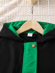 SHEIN Chica Joven Cazadora de color combinado con bolsillo con solapa con capucha & Falda
