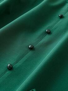 Calvaya Plus Contrast Lace Button Front Cami Top - Green - View 3