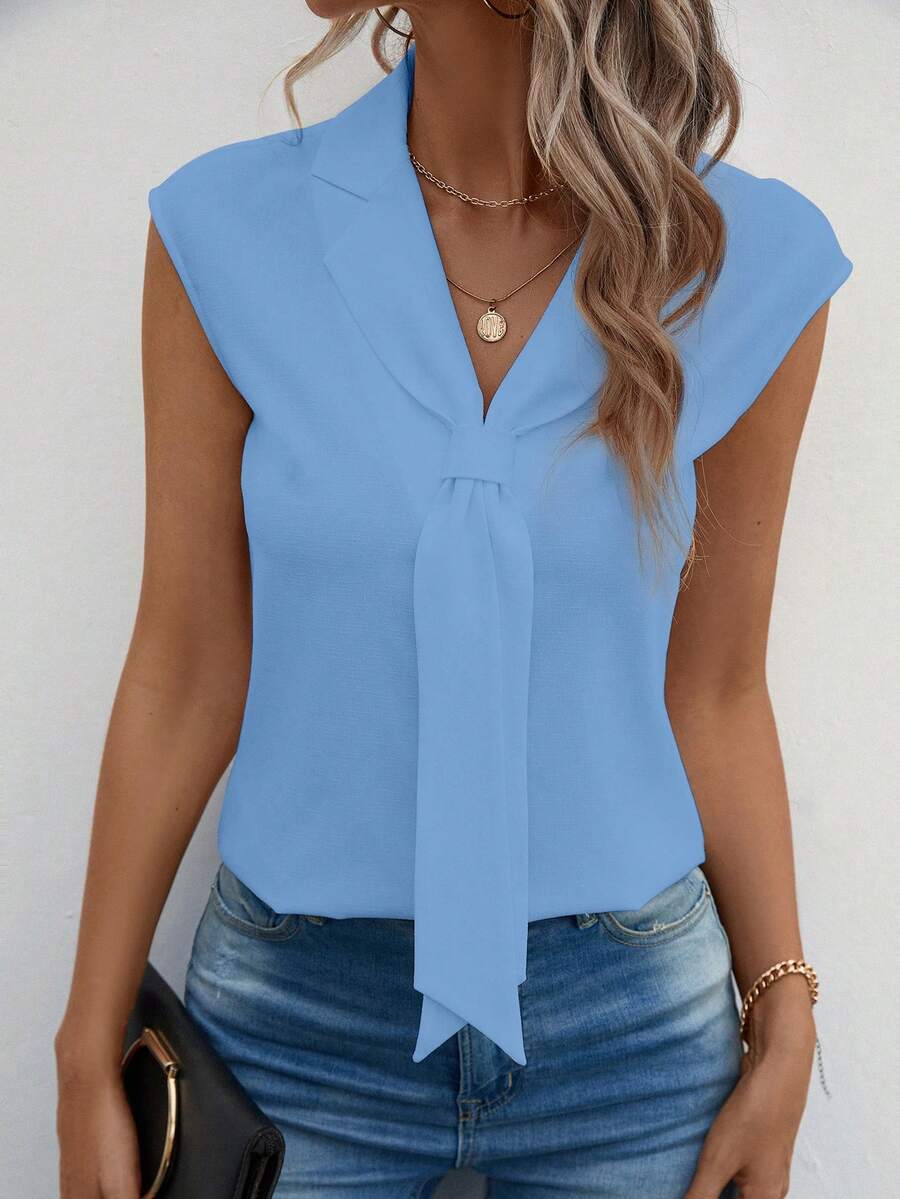 Solid Batwing Sleeve Blouse - Blue - View 1