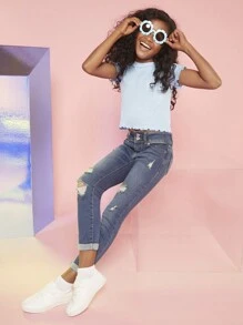 Jeans rotos para niña preadolescente