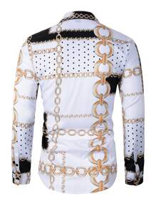 Manfinity Homme Heren Kettingprint Knoppen Shirt