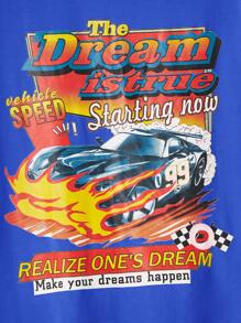 Manfinity RebelGame Hombres Camiseta con estampado de letra y coche - azul real - Ver 3