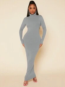 SHEIN SXY 素色緊身洋裝 - 淺灰色 - 查看 3