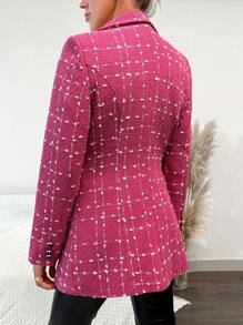 EURMUSE 格紋雙排釦西裝領西裝外套 - 彩色 - 查看 2