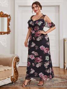 Vestido largo con estampado para mujer de talla grande - Multicolor - Ver 3