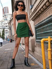 Pariaura Houndstooth Print Zipper Back Skirt