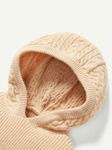 Đứa bé gái Chất rắn Túi kangaroo áo có mũ Áo len - Màu Khaki - Xem 3