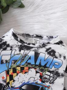 男嬰紮染汽車和字母圖案T恤 - 黑與白 - 查看 4