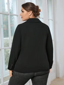 SHEIN Privé Plus Solid Twist Front Blazer - Black - View 2