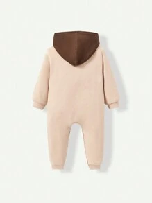 Cozy Pixies Bộ áo liền quần có mũ trùm đầu họa tiết chữ cái bé trai - Màu Khaki - Xem 2