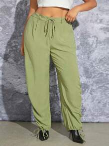 SHEIN SXY Plus Drawstring Waist Solid Pants