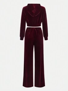 Teen Girl Contrast Tape Side Zip Up Jacket & Pants