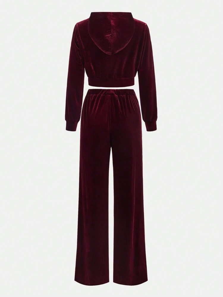 Teen Girl Contrast Tape Side Zip Up Jacket & Pants