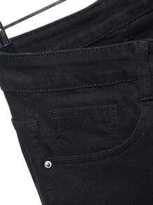 Manfinity EMRG Hombres Jeans desgarro de cuadros con parche - Negro - Ver 5