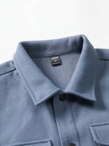 Manfinity Homme Men Button Front Flap Pocket Overcoat , Fall Winter