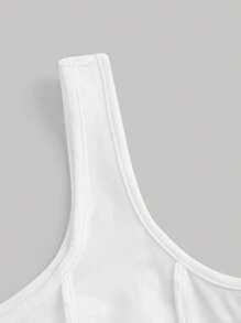 SHEIN MOD Solid Seam Tank Top - White - View 4