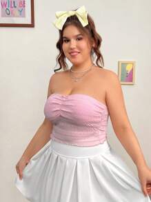 SHEIN MOD 大碼前收褶木耳邊抹胸上衣