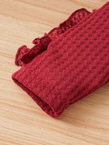 Baby Girl Ruffle Trim Tee & Leggings - Burgundy - View 5