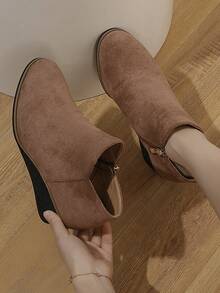 Women's Wedge Heel Platform Boots - Coffee Brown - View 4