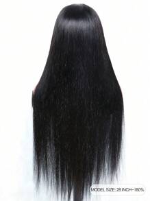 透明蕾絲直筒 T型蕾絲假髮人類頭髮蕾絲額葉閉合假髮帶前嬰兒頭髮預先拔毛自然髮際線假髮自然黑色顏色 - 自然黑 - 查看 4