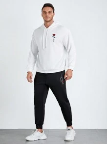 Manfinity VCAY Herren Übergrößen Hoodie mit Blumen- und Buchstaben-Grafik, für Herbst und Winter