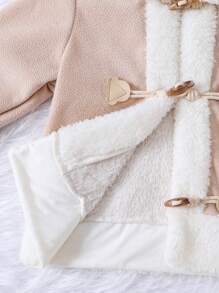 Baby Girl Brog Collar Button Front Coat - Khaki - View 7