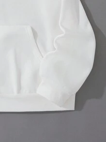 SHEIN EZwear 萬聖節1入組骷髏手掌圖案拉鏈開襟落肩袖連帽衫 - 白色 - 查看 3