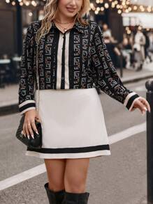 SHEIN LUNE Plus Allover Print Shirt & Skirt - Multicolor - View 1