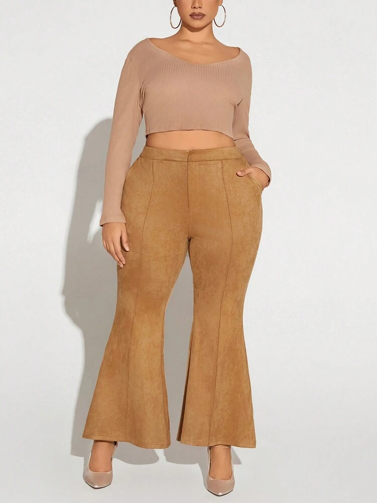 Plus High Waist Flare Leg Pants