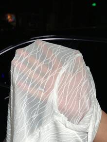 SHEIN ICON 網紗拼接雞心領口褶邊短款上衣 - 白色 - 查看 6