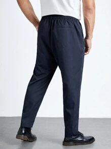 EASEVO Men Plus Solid Slant Pocket Pants - Navy Blue - View 2