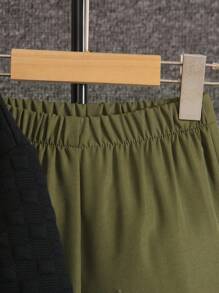 SHEIN Chàng trai trẻ Thư được vá Áo nỉ & Túi có nắp Quần - xanh quân đội - Xem 6