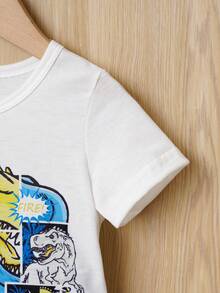SHEIN Baby Boy Dinosaur Print Tee & Shorts - Blue - View 6