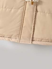 Young Boy Hooded Duffle Button Front Padded Coat - Apricot - View 3