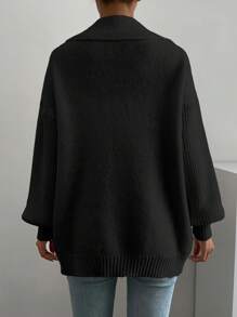 Chiquease Dual Pocket Drop Shoulder Cardigan - Black - View 2