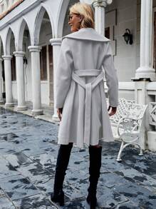 SHEIN LUNE Khăn quàng Thắt lưng Áo khoác - Xám - Xem 2