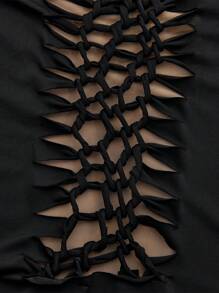 SHEIN ICON Ladder Cut Out Halter Neck Bodycon Dress - Black - View 3