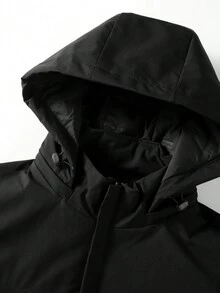 Manfinity Homme Men Zip Up Drawstring Hooded Thermal Lined Padded Coat - Black - View 5