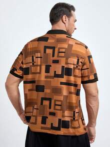 GENTILAND Men Plus Geo Print Polo Shirt - Multicolor - View 2