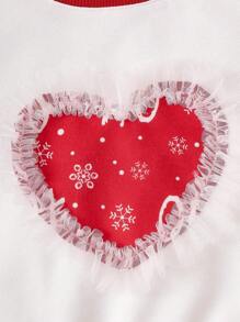 女嬰愛心和字母圖案運動衫和裙子