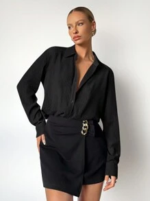 BizChic Camicia monocolore con bottone frontale - nero - Visualizzare 3