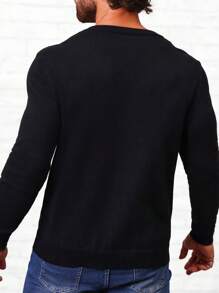 Manfinity Homme Men Graphic Pattern Sweater - Black and White - View 2