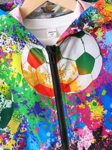 Tween Boy Splash Ink Print Hooded Jacket Without Tee - Multicolor - View 3