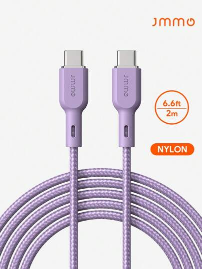 JMMO Type-C 型电缆，尼龙 USB Type-C 至 USB Type-C 型充电器线，尼龙编织线超耐用 6FT/2M 圣诞礼物，秋冬必备品
