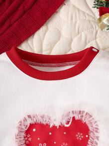 女嬰愛心和字母圖案運動衫和裙子