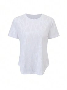 Easithlete Camo Print Round Neck Sports Tee Workout Tank Top Gym Women Shirts - Multicolor - View 7