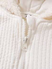 Girls Baby Baroque Print Zip Up Hooded Fold Pleated Detail Fold Pleated Detail Coat - Multicolor - View 6