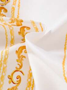 Girls Baby Baroque Print Zip Up Hooded Fold Pleated Detail Fold Pleated Detail Coat - Multicolor - View 8